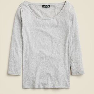 NWT J. Crew Feather jersey three-quarter sleeve T-shirt Size M heather silver